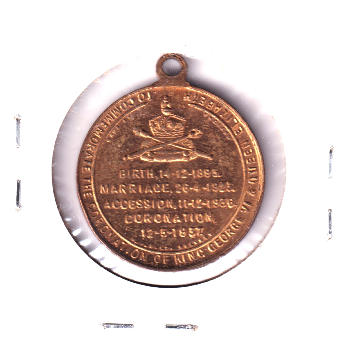 1937 King George VI & Queen Elizabeth Coronation Medalet (Wear & corrosion spots)