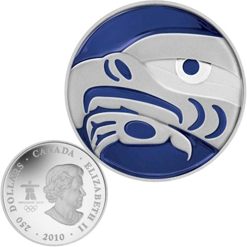 2010 Canada $250 Olympic Eagle Enamel Fine Silver Kilo Coin (No Tax) Cracked Capsule