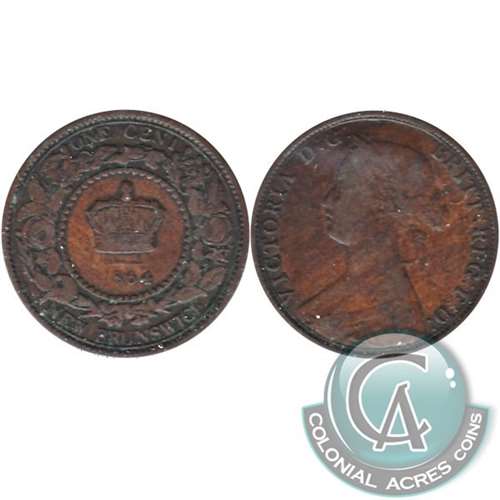 1864 Short 6 New Brunswick 1-cent Fine (F-12)