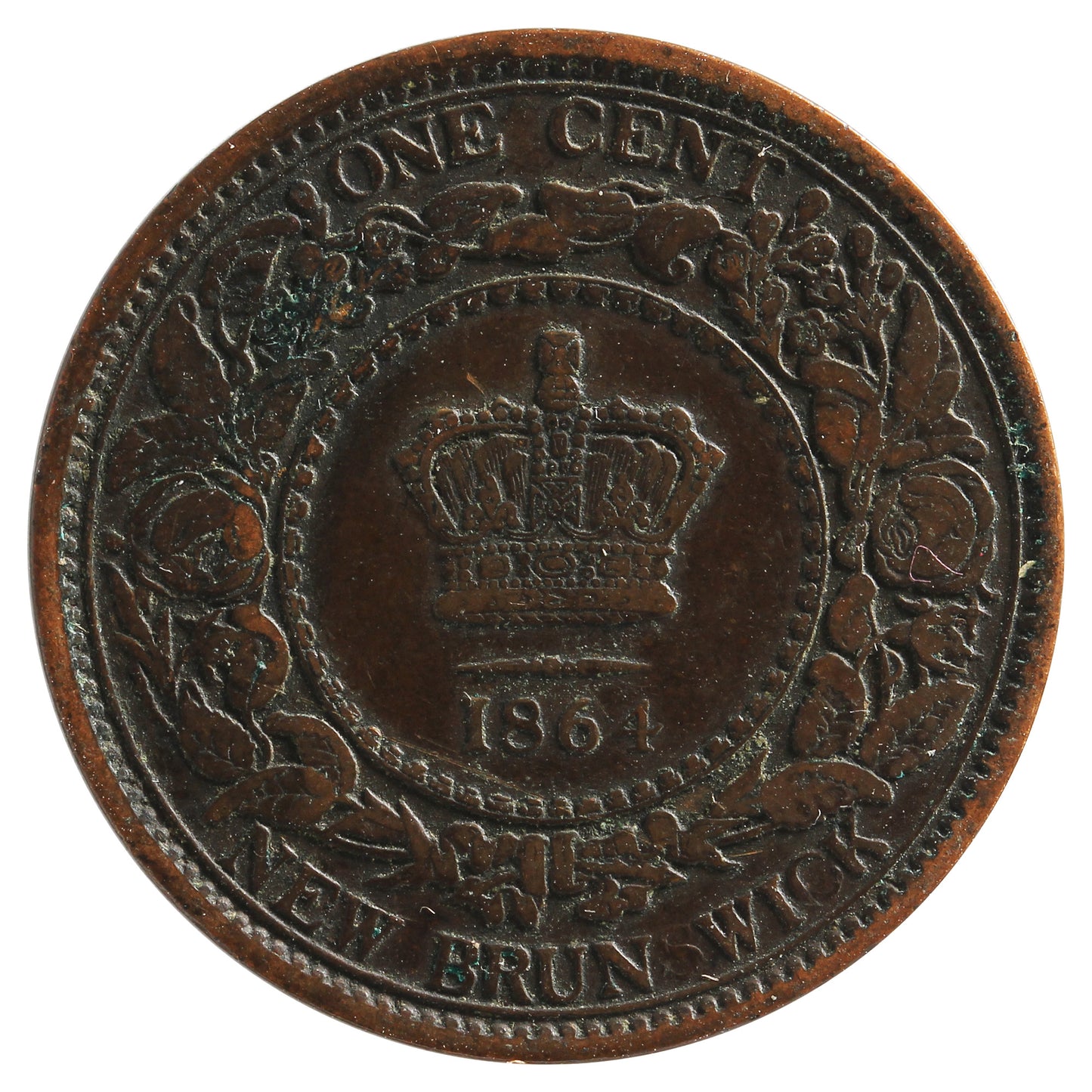 1864 Short 6 New Brunswick 1-cent Fine (F-12)