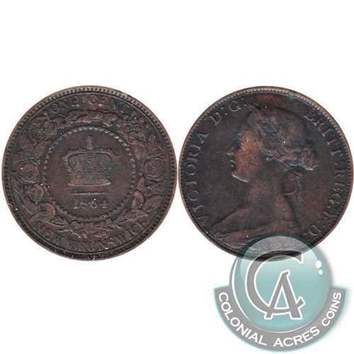 1864 Tall 6 New Brunswick 1-cent F-VF (F-15)