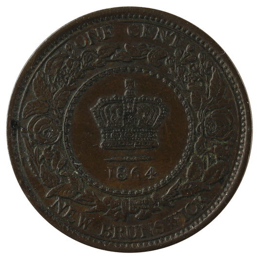 1864 Short 6 New Brunswick 1-cent EF-AU (EF-45) $