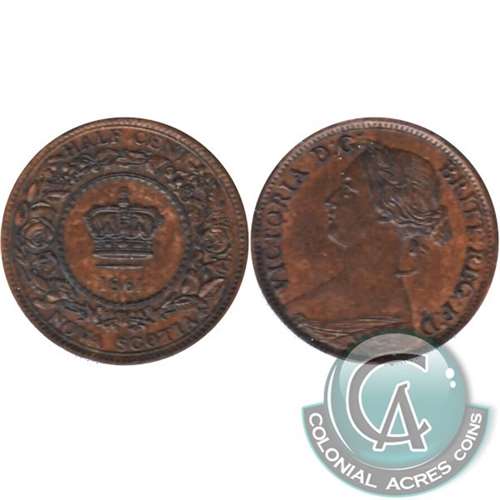 1861 Nova Scotia 1/2 Cent Uncirculated (MS-60) $