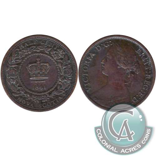 1861 Nova Scotia 1/2 Cent Very Fine (VF-20)