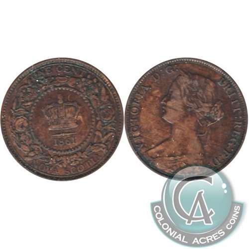 1861 Large Bud Nova Scotia 1-cent F-VF (F-15)