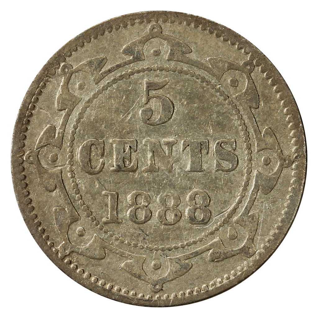 1888 Obv. 3 Newfoundland 5-cents G-VG (G-6) $