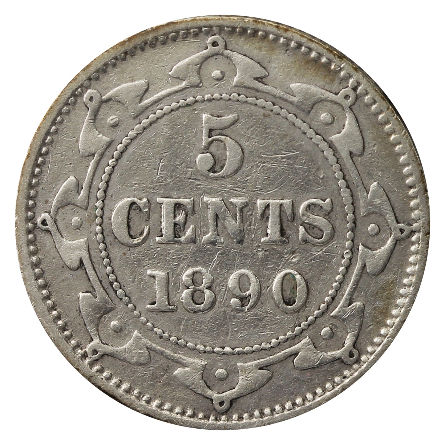 1890 Newfoundland 5-cents F-VF (F-15) $