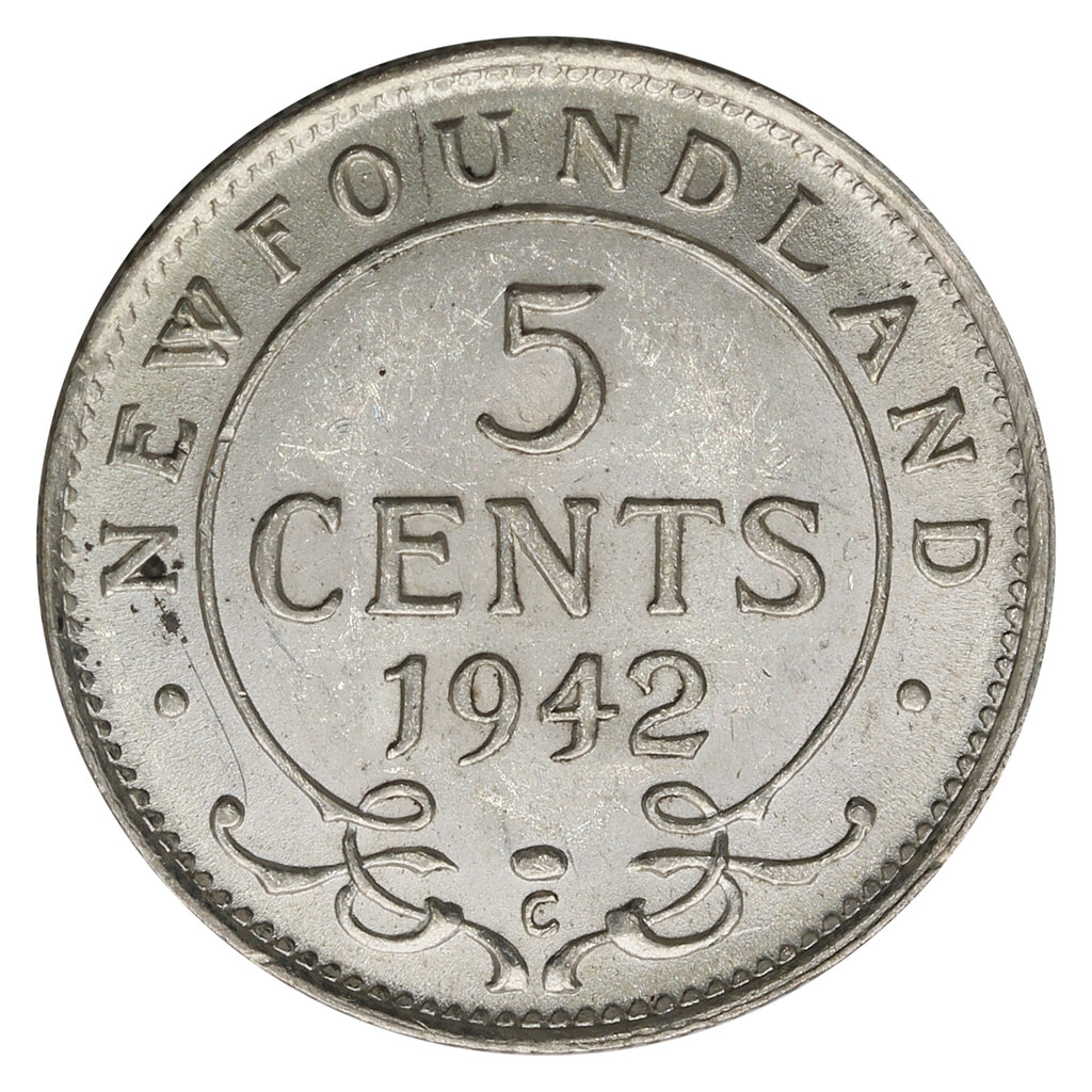 1942C Newfoundland 5-cents AU-UNC (AU-55)