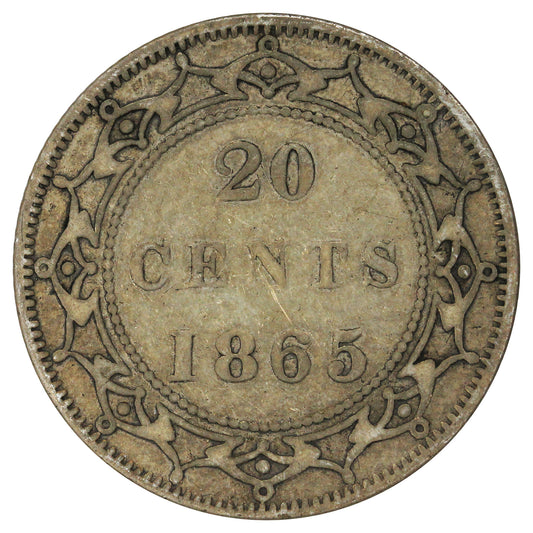 1865 Newfoundland 20-cents F-VF (F-15) $