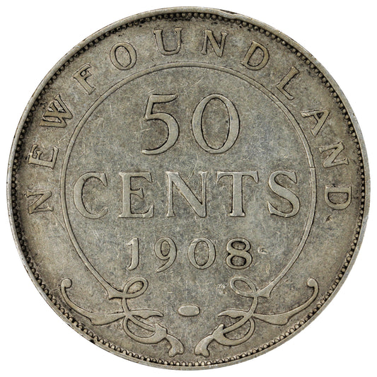 1908 Newfoundland 50-cents F-VF (F-15)