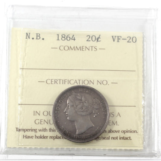 1864 New Brunswick 20-cents ICCS Certified VF-20