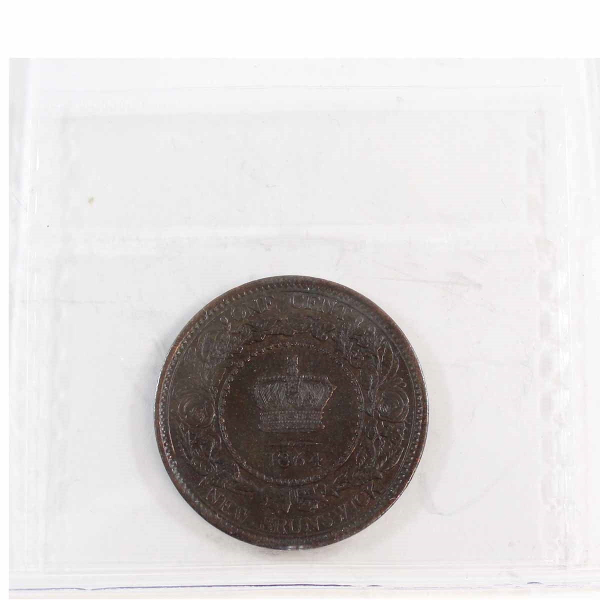 1864 Short 6 New Brunswick 1-cent ICCS Certified AU-50