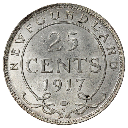 1917C Newfoundland 25-cents AU-UNC (AU-55)