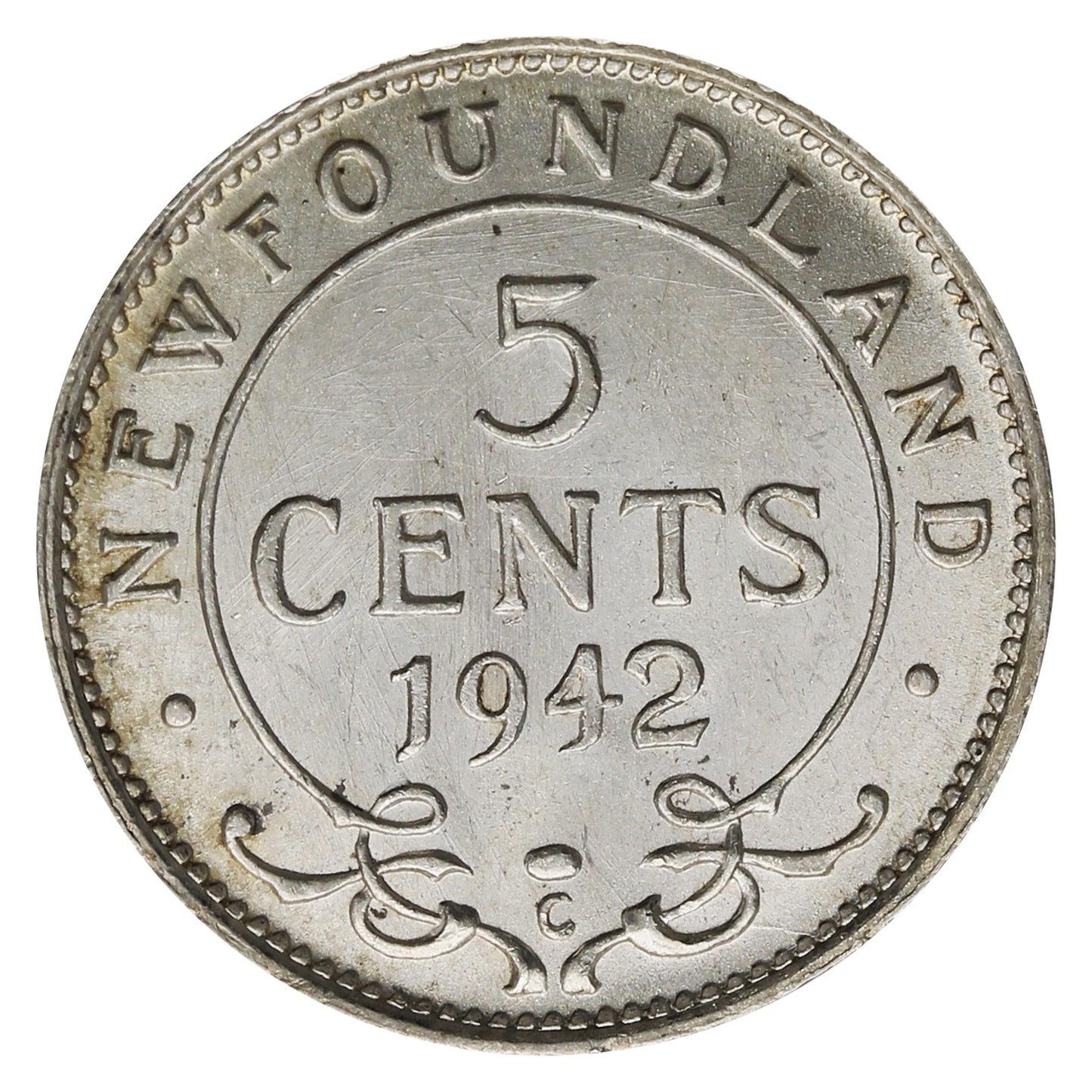 1942C Newfoundland 5-cents UNC+ (MS-62)