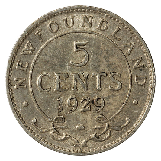 1929 Newfoundland 5-cents EF-AU (EF-45)