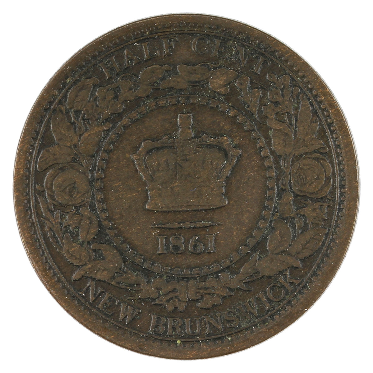 1861 New Brunswick 1/2 Cent Very Fine (VF-20) $