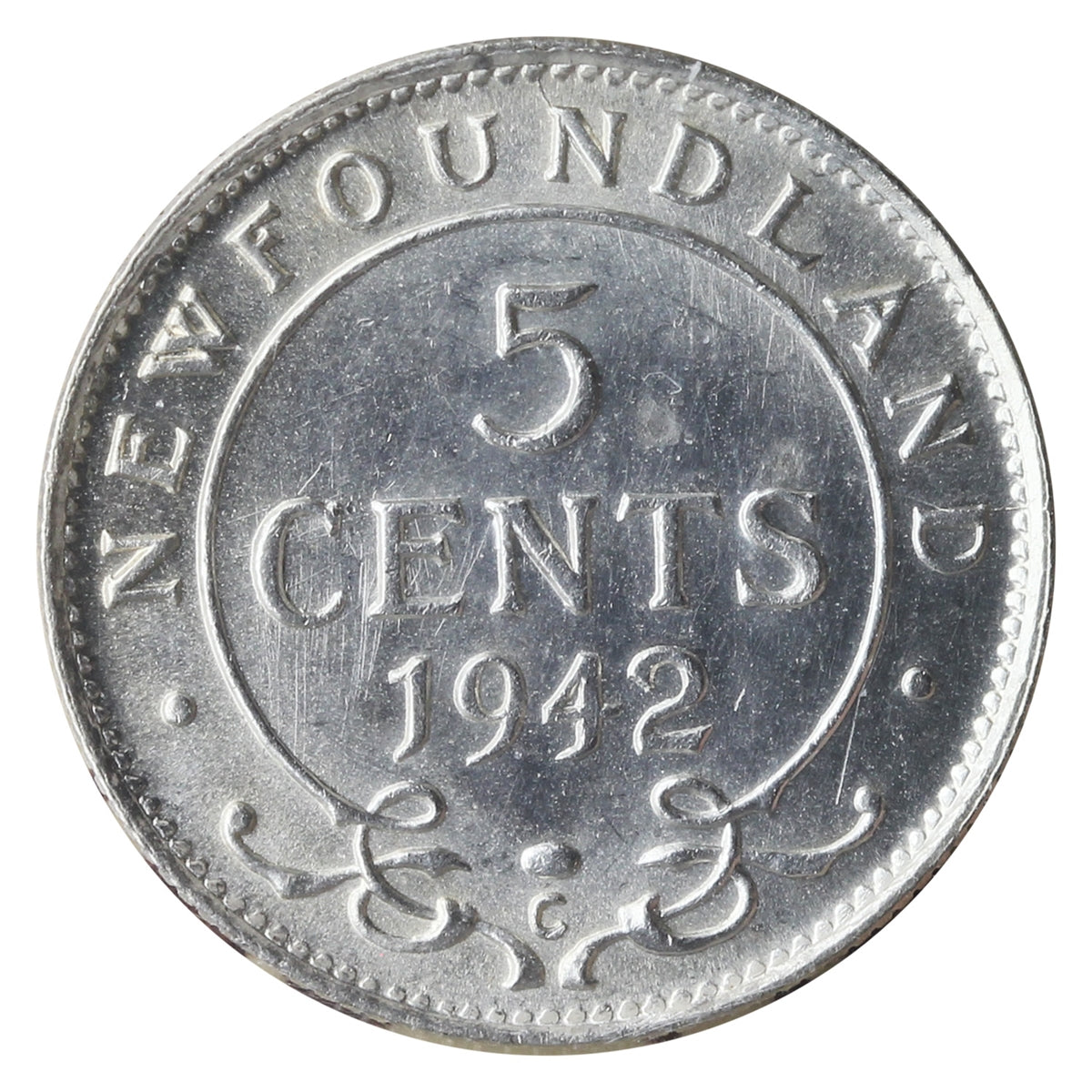 1942C Newfoundland 5-cents ICCS Certified MS-64