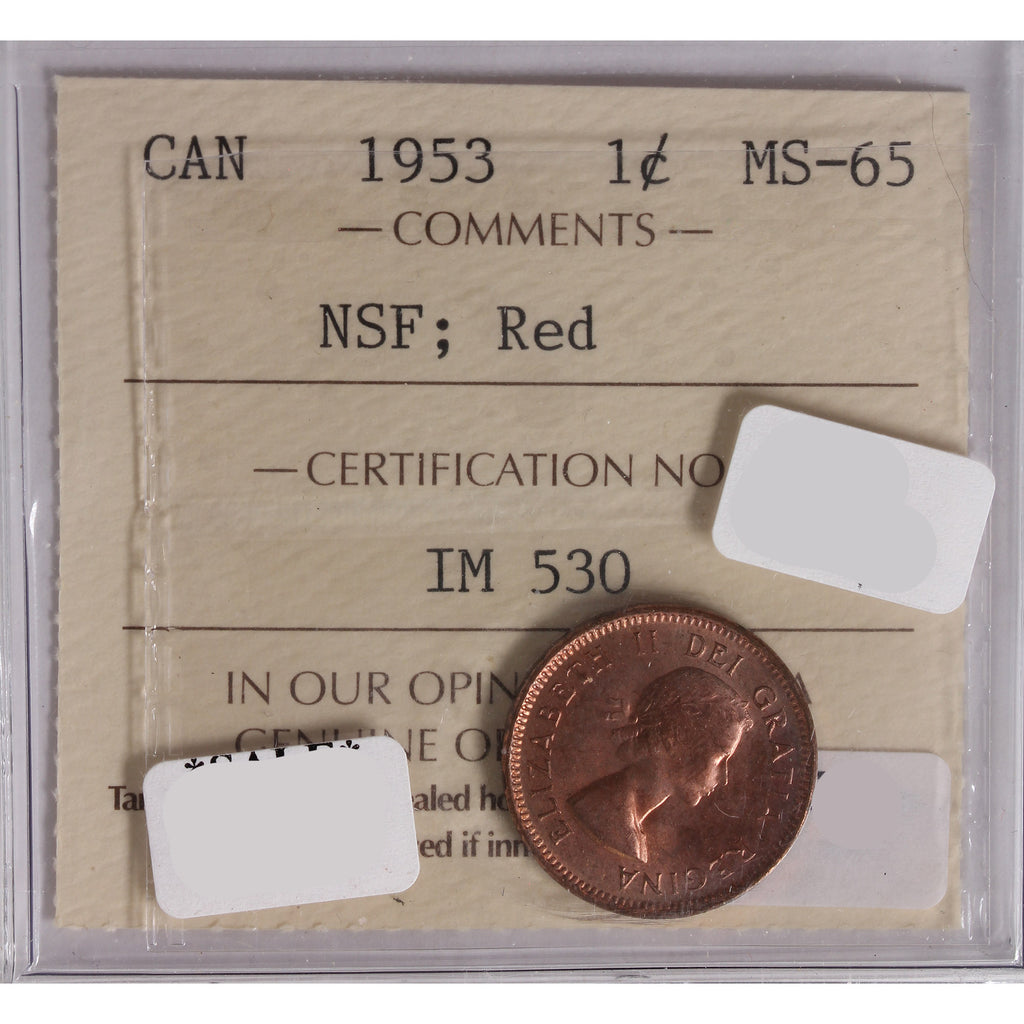 1953 NSF Canada 1-Cent ICCS Certified MS-65 Red