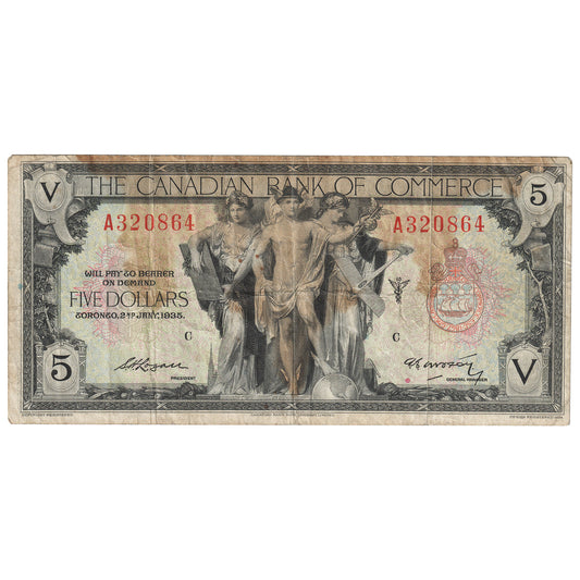 75-18-04a 1935 Canadian Bank of Commerce $5 Type 3, VF (Stains)