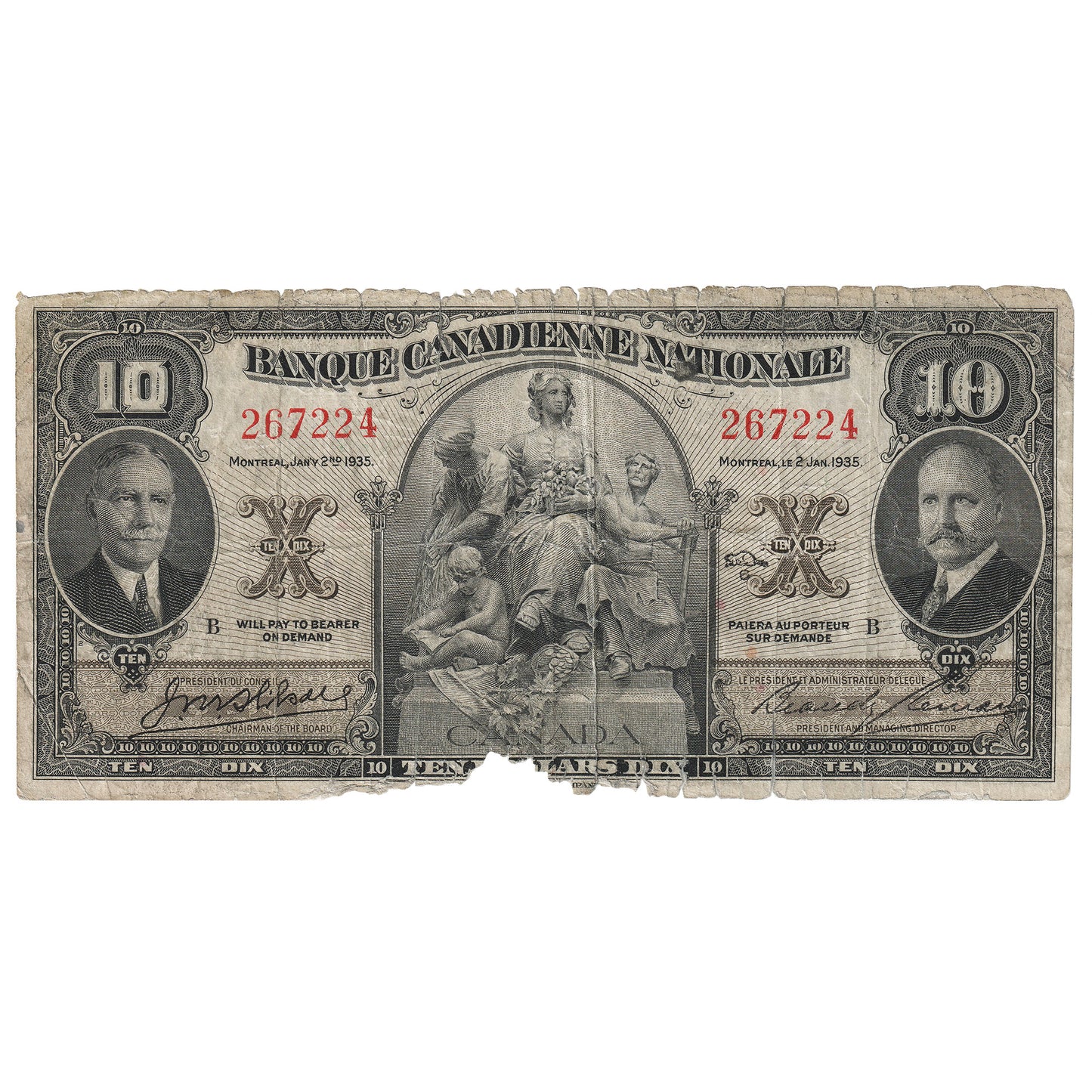 85-14-04 1935 Banque Canadienne Nationale $10 Wilson-Leman, Circ