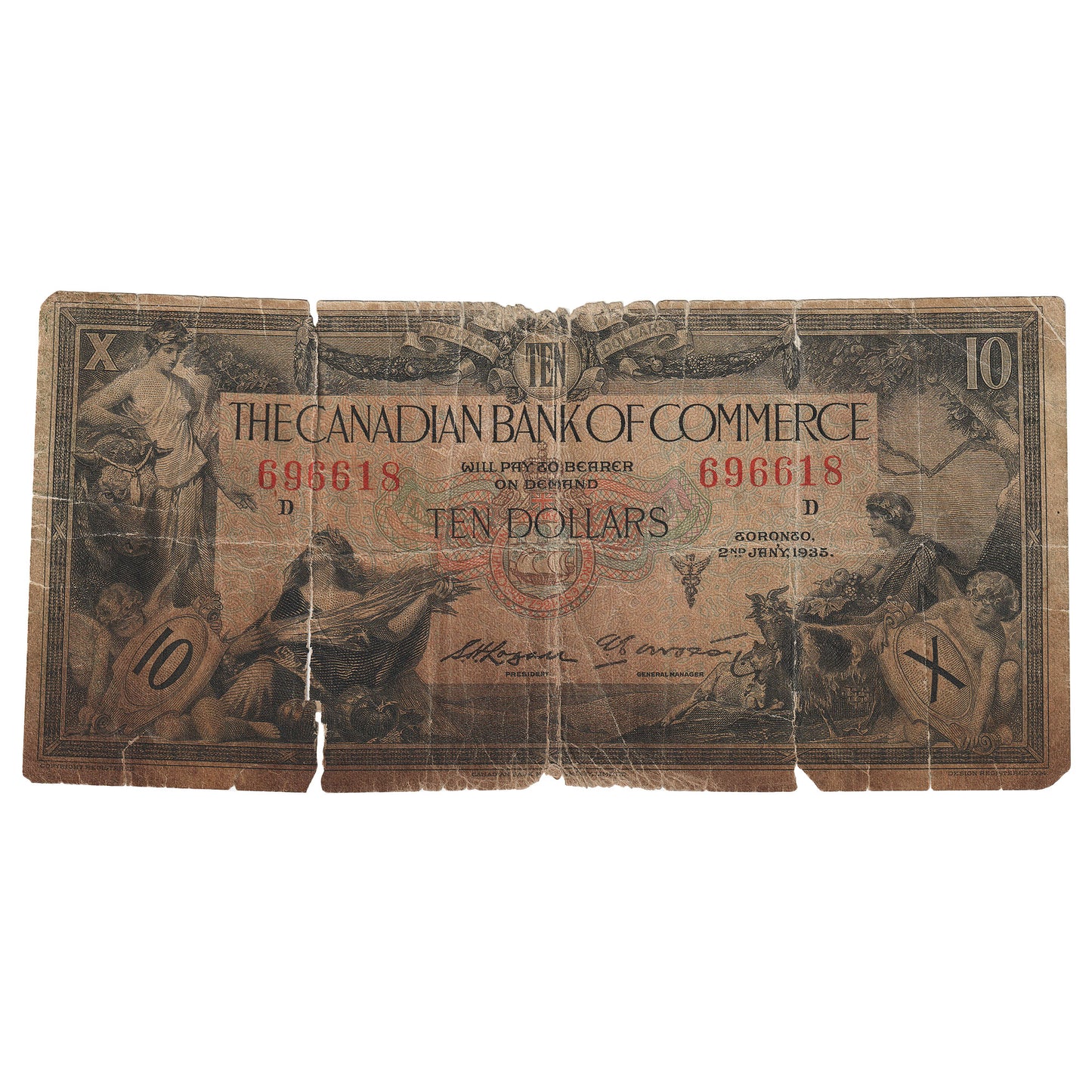 75-18-08 1935 Canadian Bank of Commerce $10 Logan-Arscott, Type 1, Circ