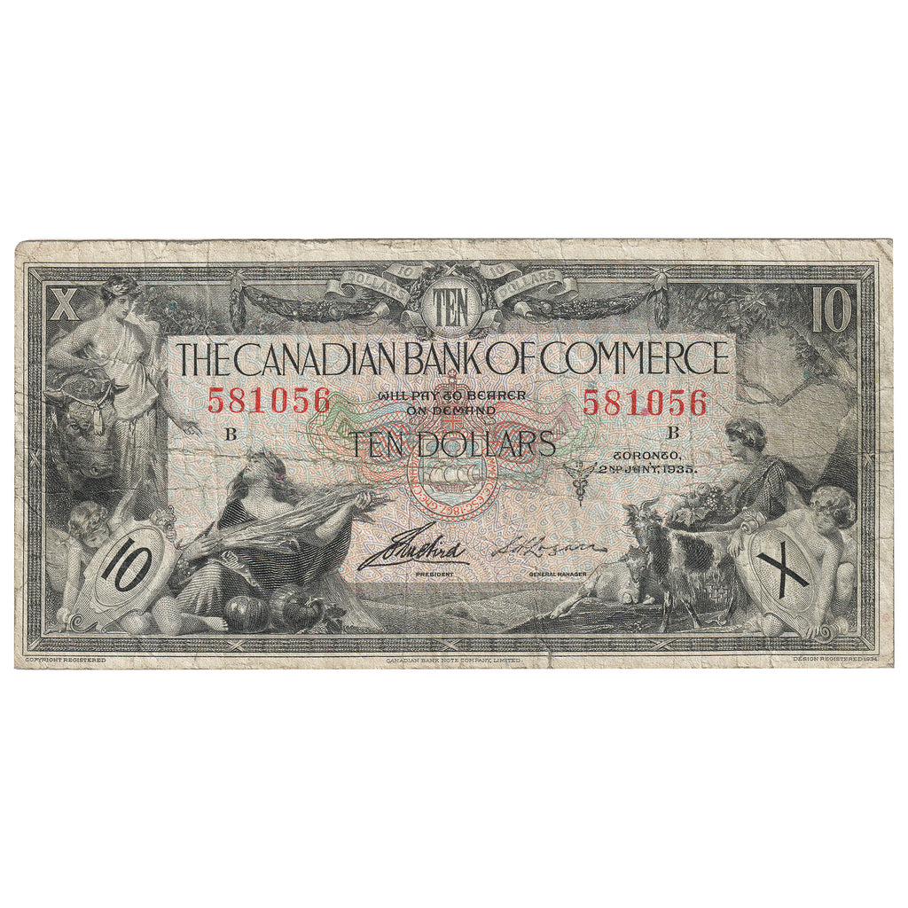 75-18-06 1935 Canadian Bank of Commerce $10 Aird-Logan, VG-F (Tear)