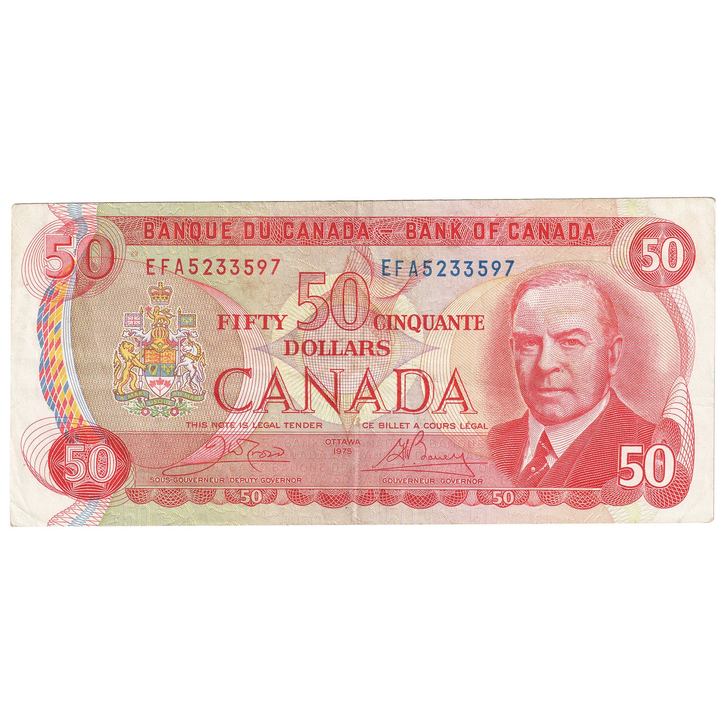 BC-51b 1975 Canada $50 Crow-Bouey, EFA, EF (Stamp)