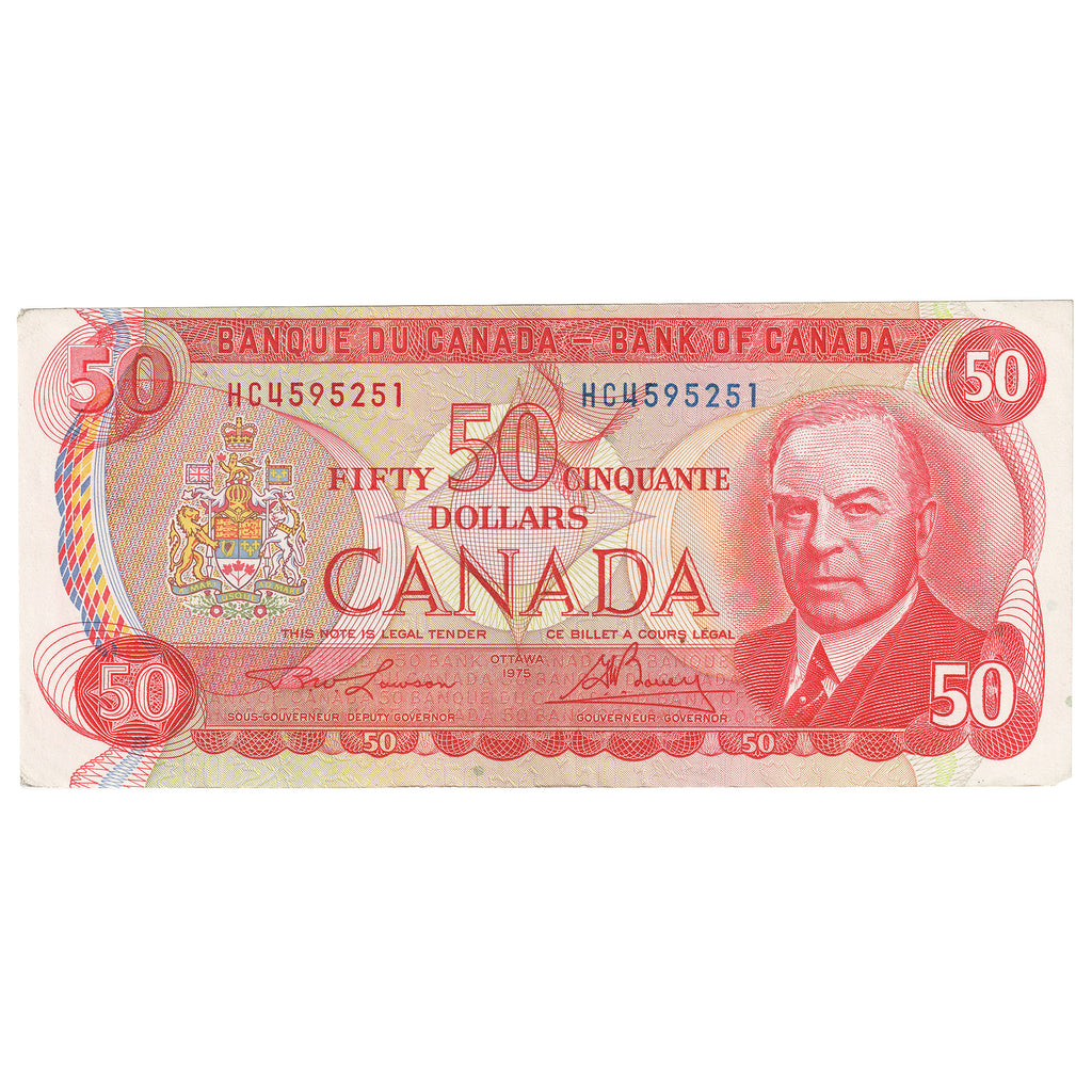 BC-51a 1975 Canada $50 Lawson-Bouey, HC, AU (Dam'g)