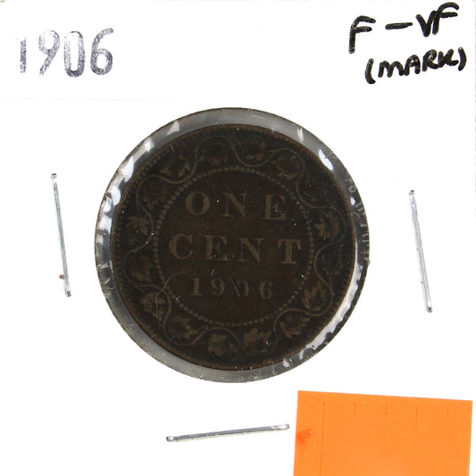 1906 Canada 1-cent F-VF (F-15) Cleaned, corrosion, or impaired