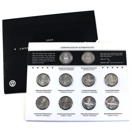 2010 P&D USA America the Beautiful Quarters Uncirculated Set (Light wear on packaging)