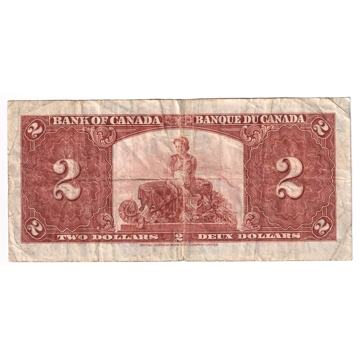 BC-22c 1937 Canada $2 Note, Coyne-Towers, F-VF (Soiling, tears, or damaged)