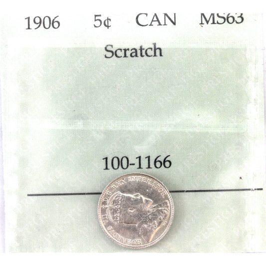 1906 Canada 5-cents Prestige Certified MS-63 (Scratch)