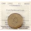 1992 Canada Confederation Dollar ICCS Certified MS-66