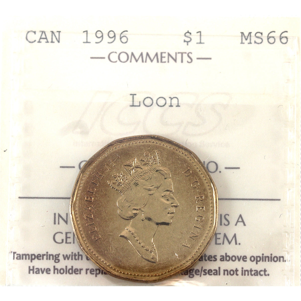 1996 Canada Loon Dollar ICCS Certified MS-66