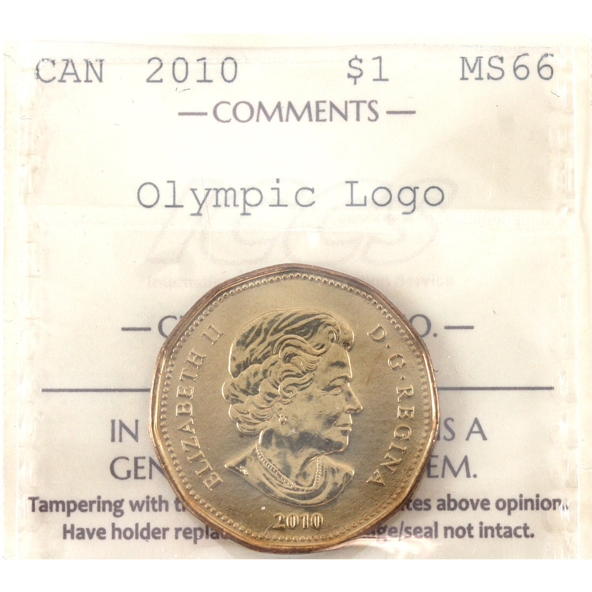 2010 Canada Olympic Loon Dollar ICCS Certified MS-66