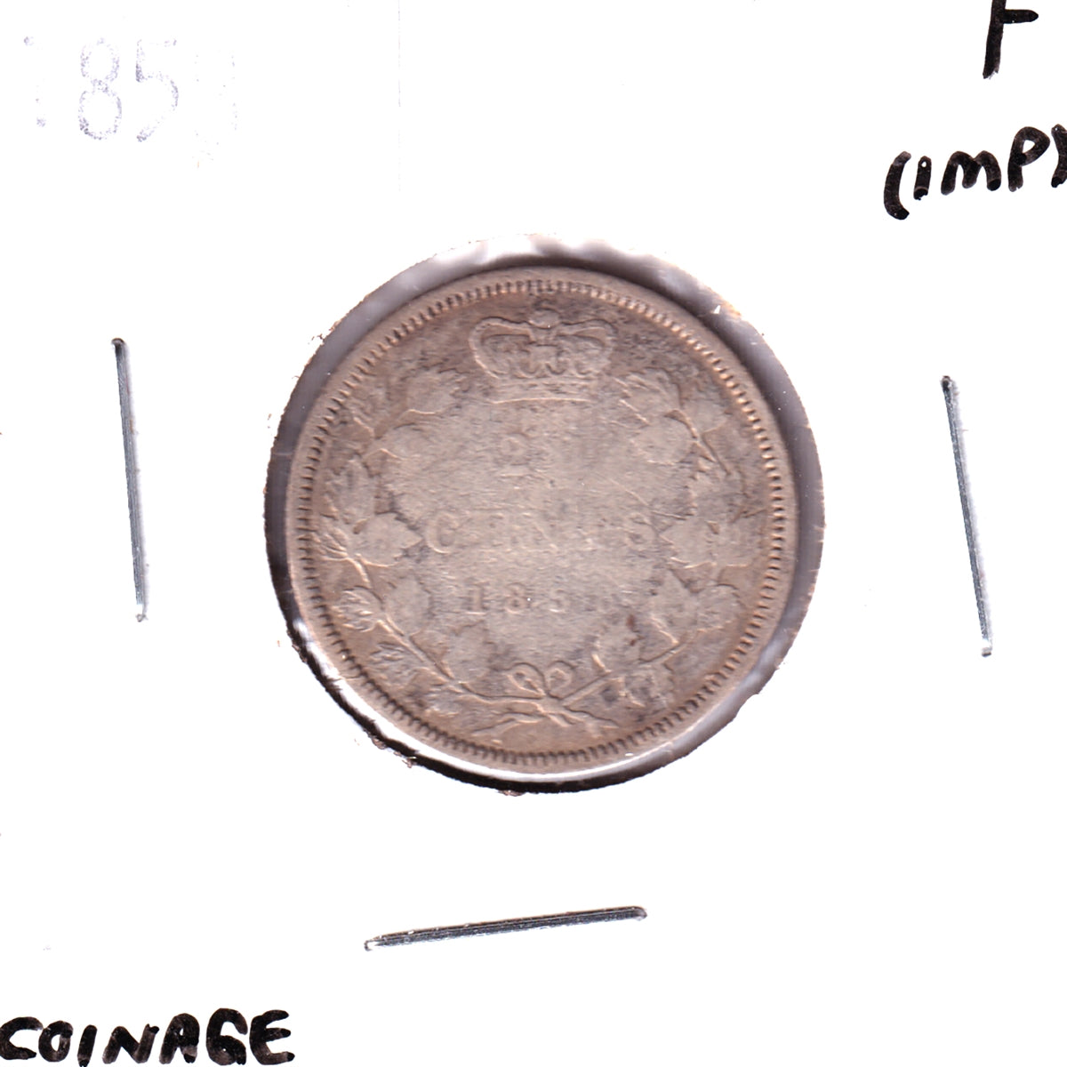 1858 Coinage Canada 20-cents Fine (F-12) Impaired