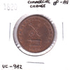 UC-9A2 1820 Upper Canada Points Between DA Commercial Change Halfpenny Token EF-45