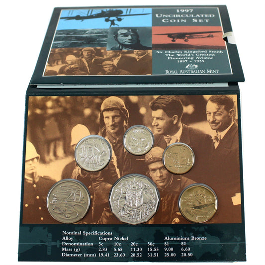 1997 Australia 6-coin Mint Set with Sir Charles Smith $1 in Folder (Some issues)