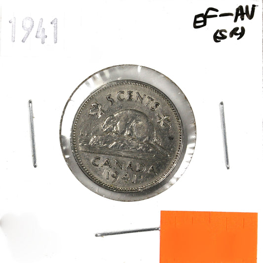 1941 Canada 5-cents EF-AU (EF-45) Scratched, cleaned, or impaired