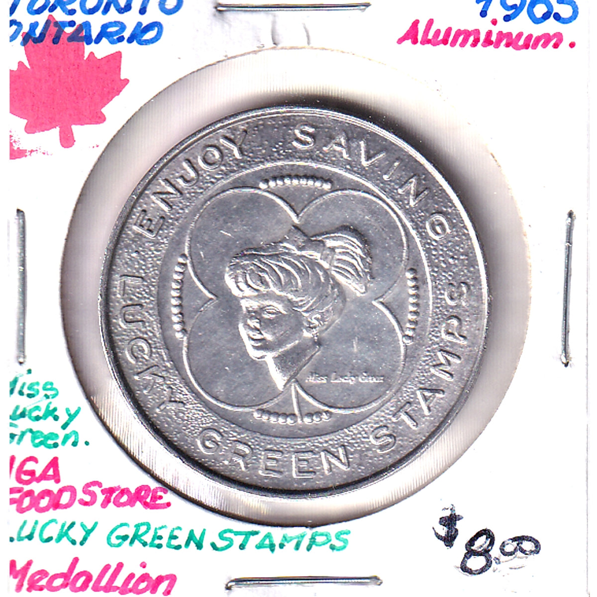 1965 Enjoy Saving Lucky Green Stamps Canada Medallion