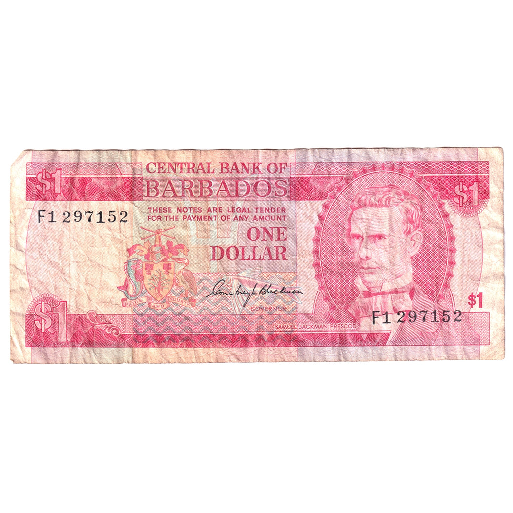 Barbados Note, 1973 1 Dollar, Pick #29a, Circ