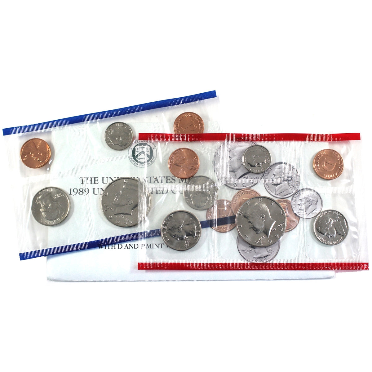 1989 USA P&D Uncirculated Coin Set (Some coins lightly toned, light wear on envelope)