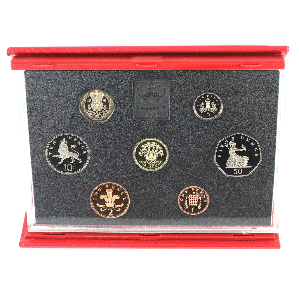 1991 Great Britain 7-coin Proof Set in Case (Token toned)