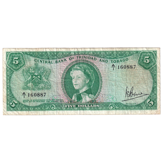 Trinidad and Tobago 1964 5 Dollar Note, Pick #27c, VF