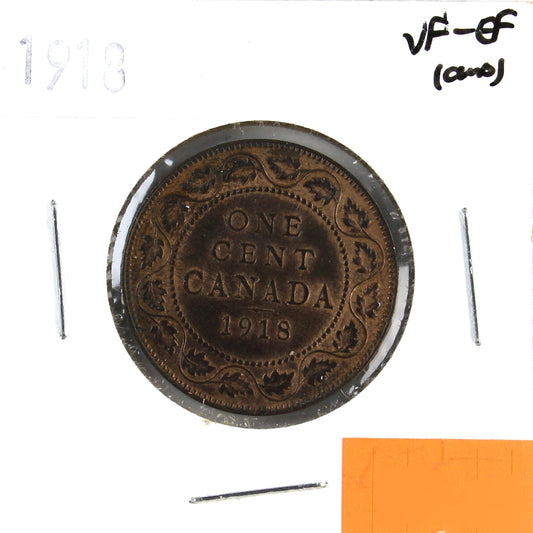 1918 Canada 1-cent VF-EF (VF-30) Corrosion, cleaned, or impaired