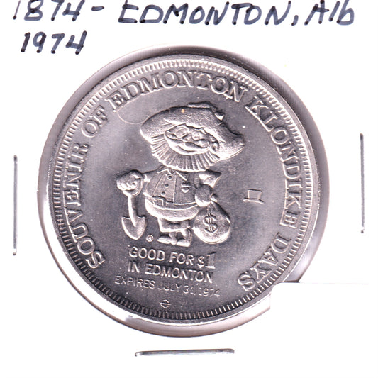 1974 Edmonton Klondike Days Trade Dollar Token: RCMP Centennial