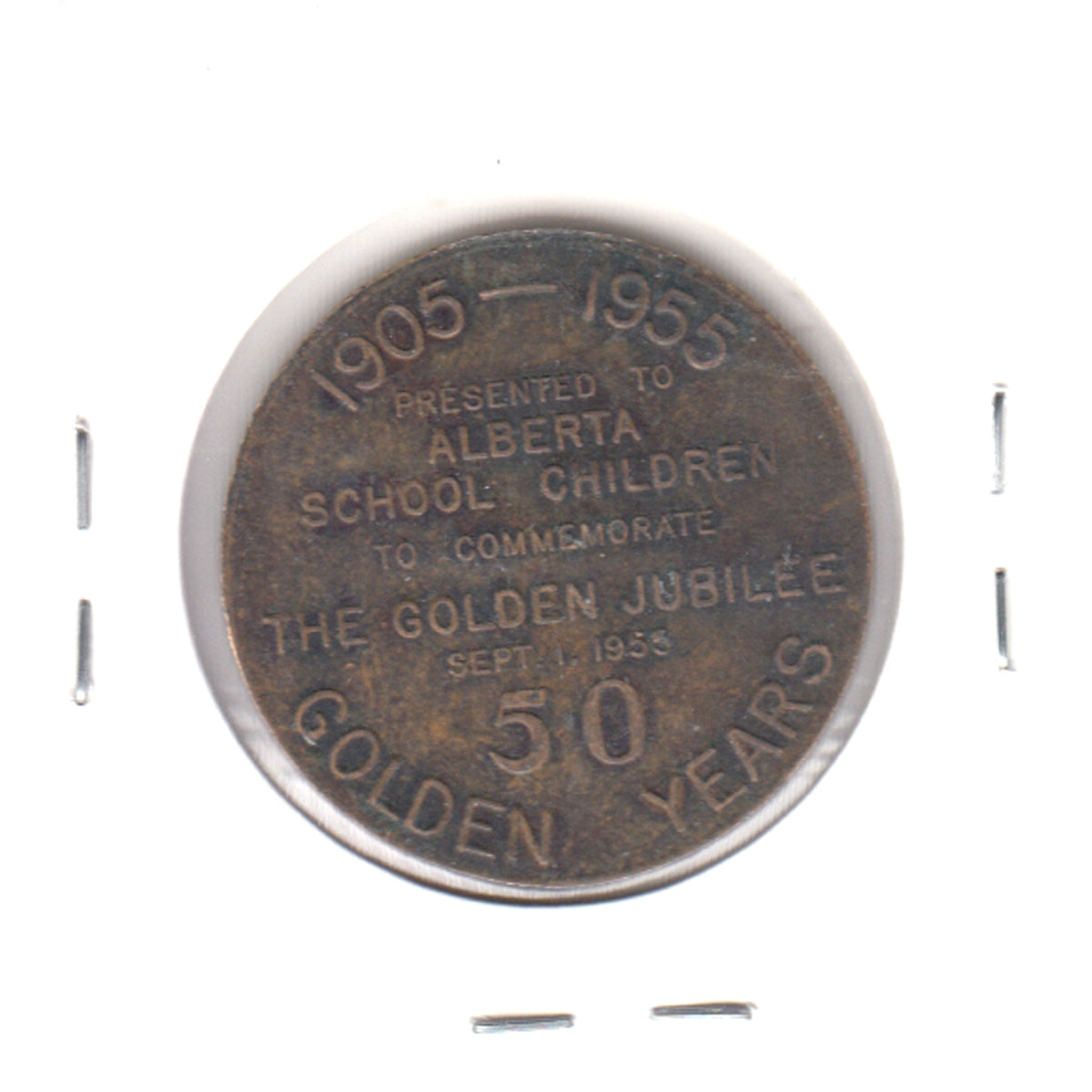 1955 Alberta Golden Jubilee Medallion Presented to School Children