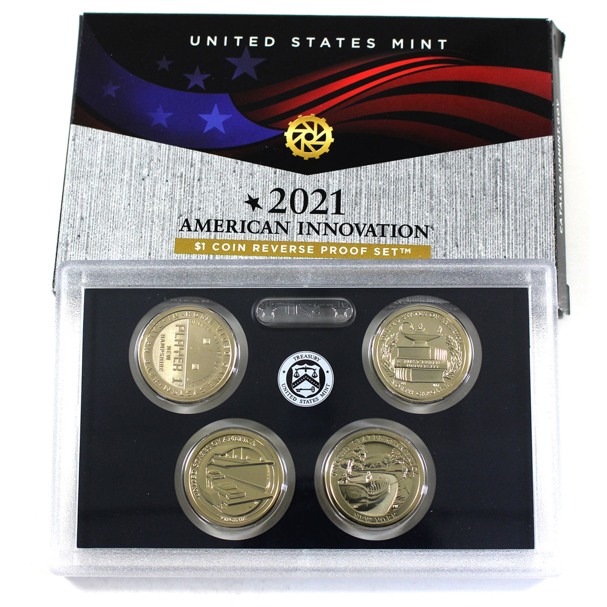 2021 S USA American Innovation Dollar Reverse Proof Set (1 coin may be lightly toned)