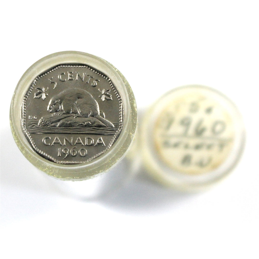 1960 Canada 5-Cent Brilliant Uncirculated Roll of 40Pcs (Some Toned)