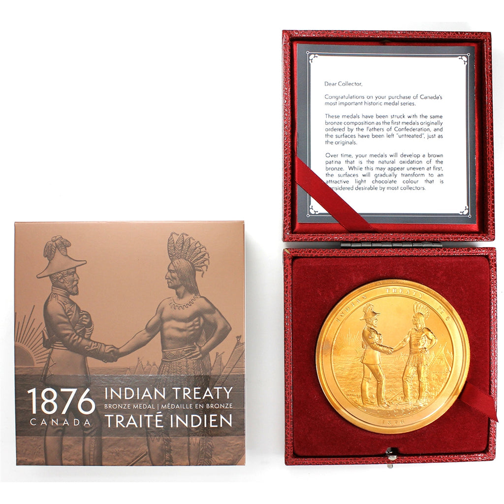 1876-2017 Indian Treaty Bronze Medal Restrike, 252g, in Case (Toned)